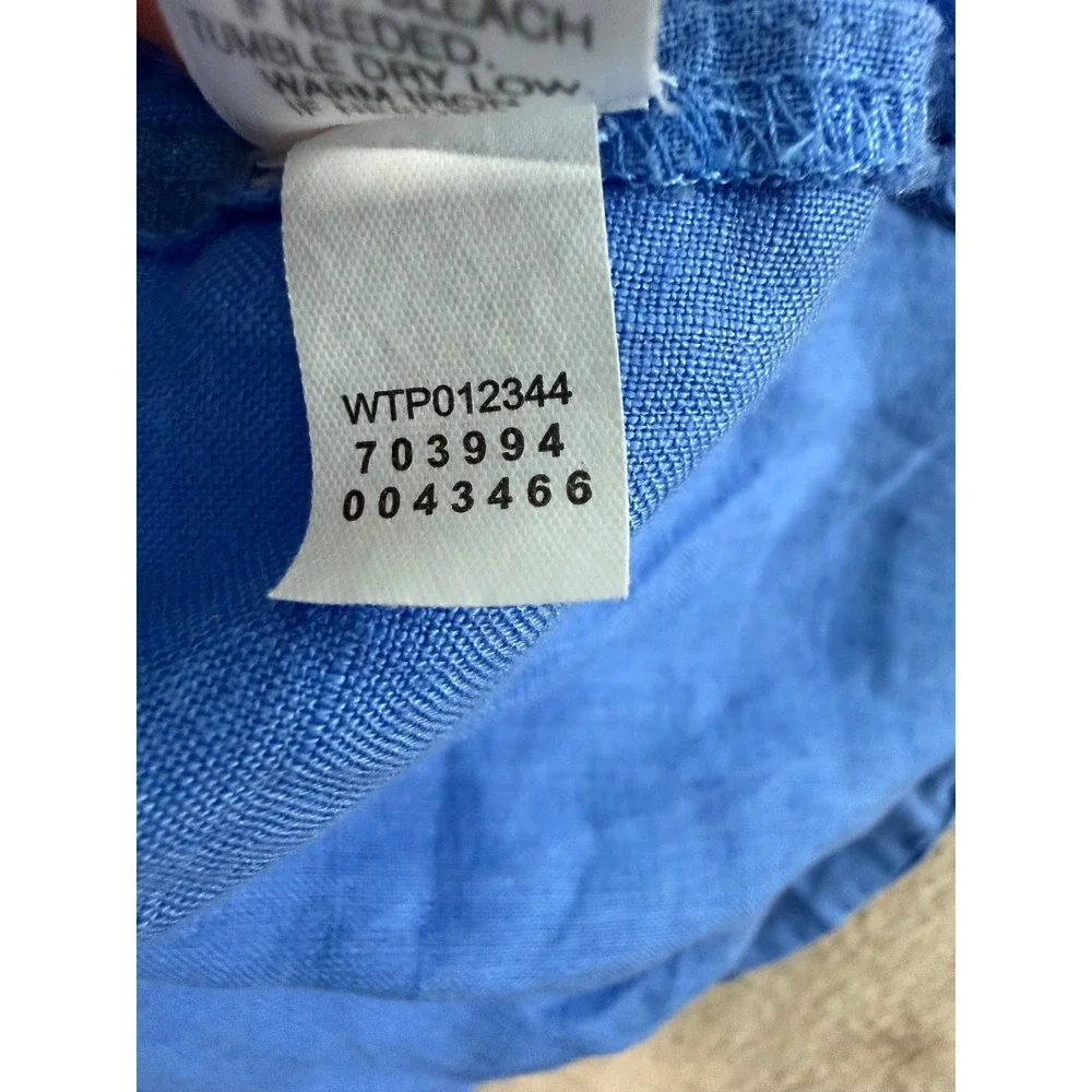 J.Jill Love Linen shirt Womens size 3X Blue 100% Linen Top Long sleeve EUC‎